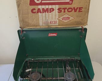 Kit de conversión a propano Turner LP-3 para estufa de camping Coleman 413F de 2 quemadores (vintage) con caja.