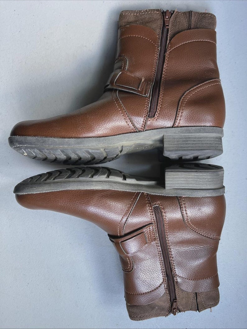 VTG Clarks Riddle Avant Bottines moto en cuir marron Chaussures à boucle taille 8,5 image 3