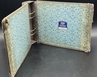 Vtg 1940s Tengwall DeLuxe Prong Heavy Duty WWII World War 2 Blue Battle Binder