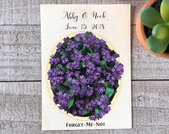 Forget-me-not seed packet favors, personalized packets bulk for wedding, bridal shower, funeral memento, celebration of life, seed included