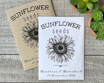 Personalized Sunflower Seed Packet Favors: Wedding, Shower, Earth Day