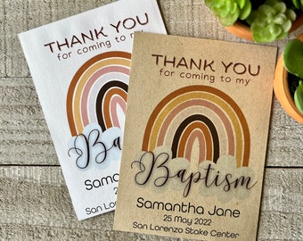 Rainbow Baptism Personalized Seed Packet Favor with seeds