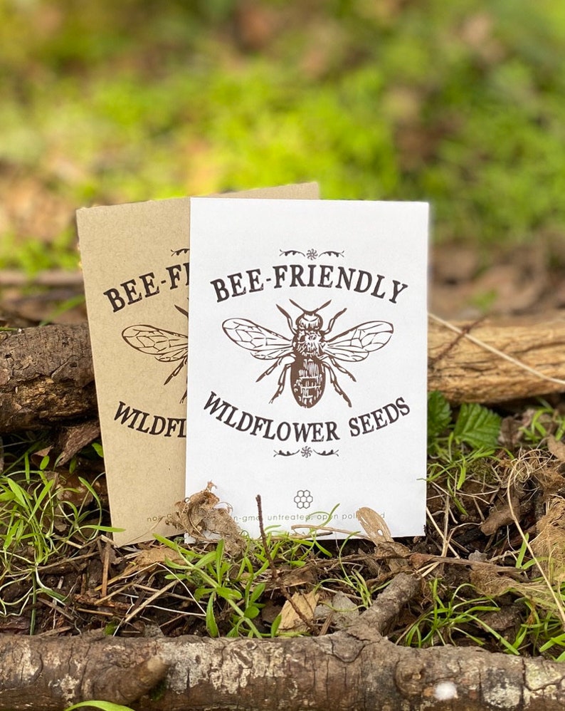 Bee friendly seed packet favor for wedding, bridal, baby shower, mothers day, earth day, personalized party favor in bulk with seed included image 5