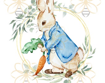 Vintage Bunny Peter Rabbit geïnspireerd wortelzaad digitale download