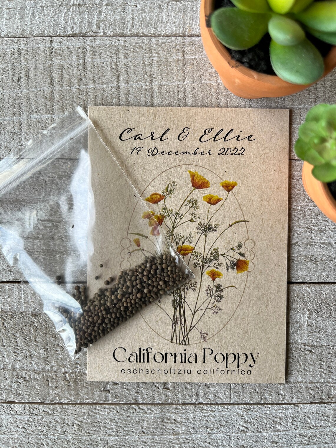 California Poppy Seed Packet Favor for Wedding Bridal Baby Etsy