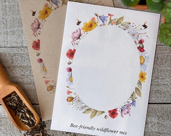 Personalized Widlflower Seed Packets – Bee-Friendly Wildflower Favors, Floral Wreath for wedding, memorial, baby shower, promotional events