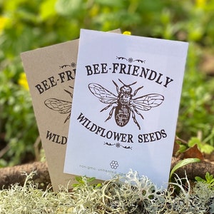 Bee friendly seed packet favor for wedding, bridal, baby shower, mothers day, earth day, personalized party favor in bulk with seed included image 3