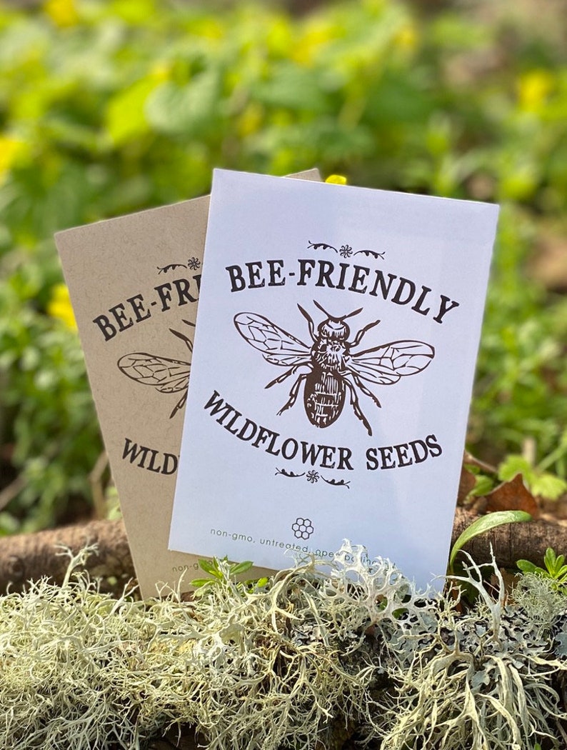 Bee friendly seed packet favor for wedding, bridal, baby shower, mothers day, earth day, personalized party favor in bulk with seed included image 3