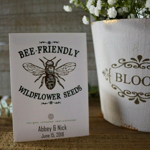 Bee friendly seed packet favor for wedding, bridal, baby shower, mothers day, earth day, personalized party favor in bulk with seed included afbeelding 6