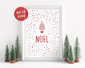 Foil Christmas Print, wall print, festive wall art, wall print, red, silver, gold, rose, copper, scandi style, scandanavian, foiled, shiny