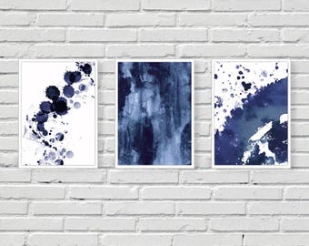 blue abstract art etsy