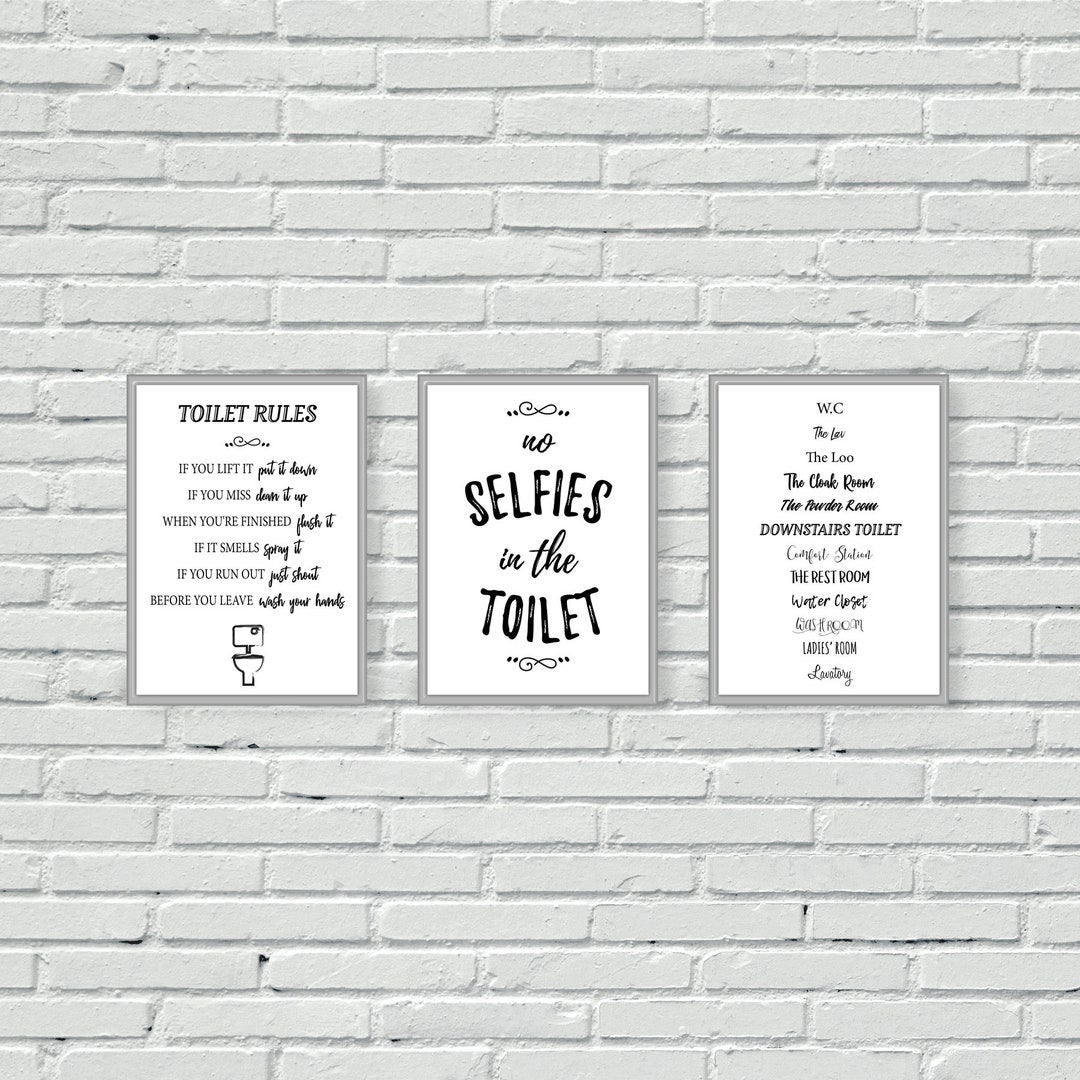 Toilet Wall Prints Bathroom Wall Art Set of Three Etsy