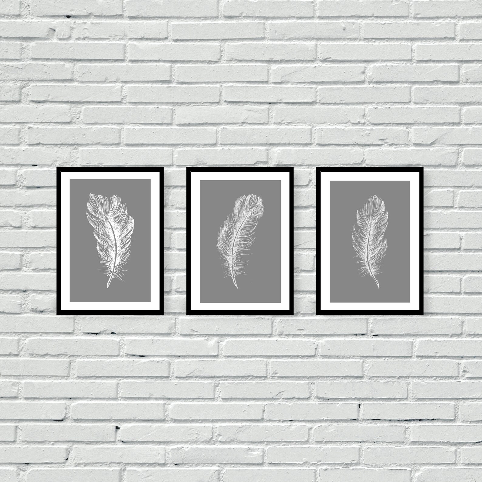 Set of 3 Pink Feathers Wall Art Prints Blush Living Room Etsy UK
