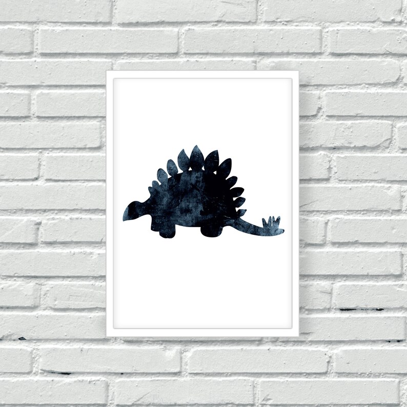Dinosaur Wall Prints Navy Dino Decor Dark Blue Nursery Etsy UK
