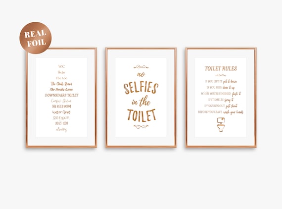 Toilet Foil Prints Bathroom Wall Art Foiled - Bathroom Wall Decor Silver Toilet Foil Prints Bathroom Wall Art Foiled - Bathroom Wall Decor Silver