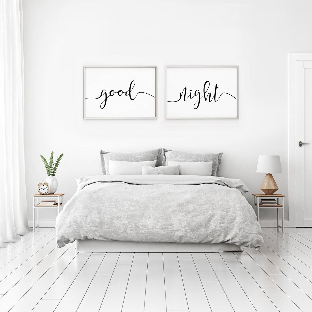 Bedroom Wall Art, Bedroom Wall Decor, Good Night, Script Font ...