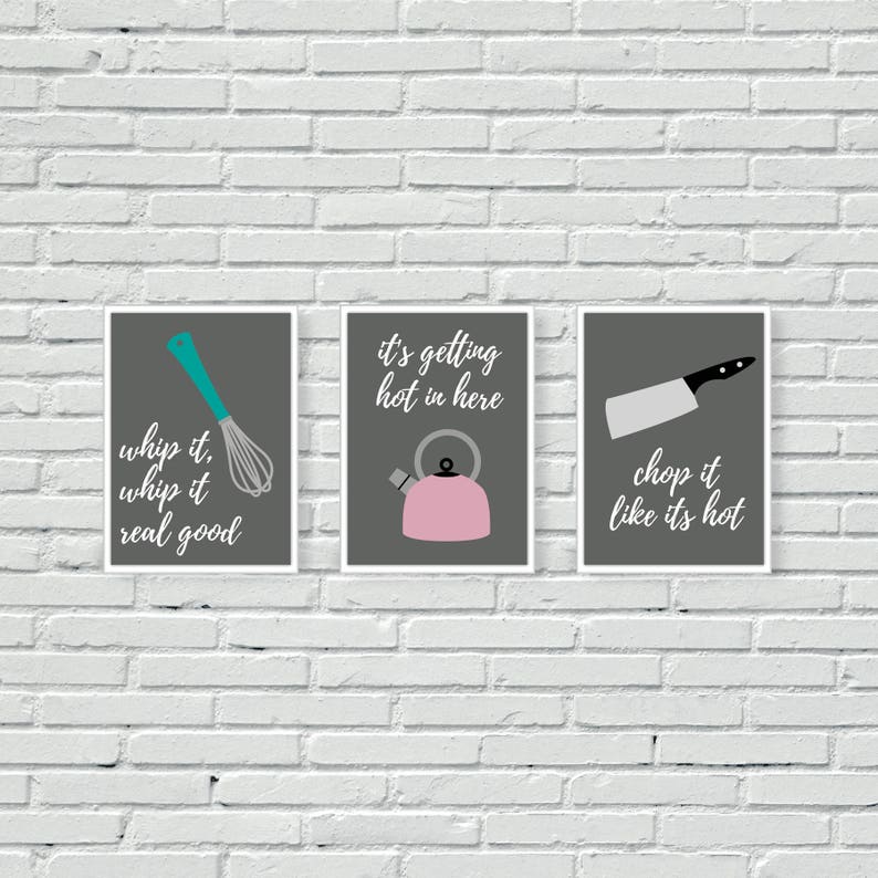 Grey Kitchen Wall Prints Art Quotes Lyrics Whip It Real Etsy