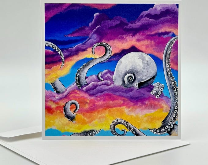Sky Octopus Moon Greeting Card
