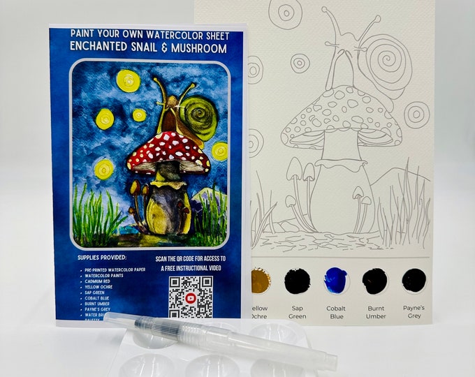 Snail & Mushroom Watercolor Painting Kit: DIY Art for Beginners