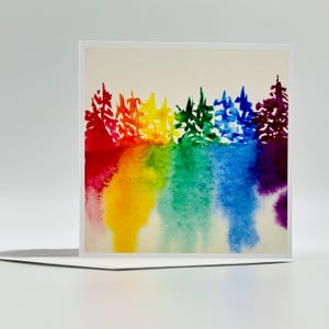 Carte de voeux Arbres arc-en-ciel de fierté LGBT