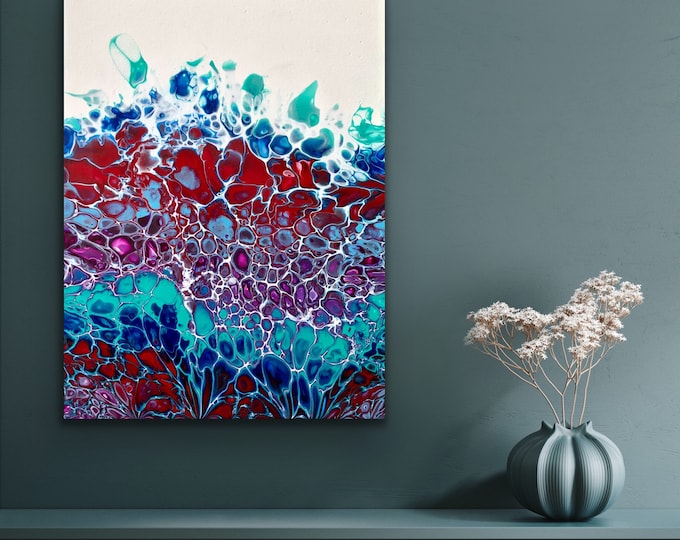 Acrylic Fluid Pour Painting, "Splash"