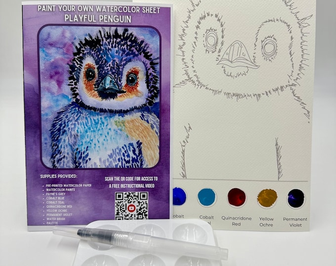 Penguin Watercolor Painting Kit: DIY Art for Beginners