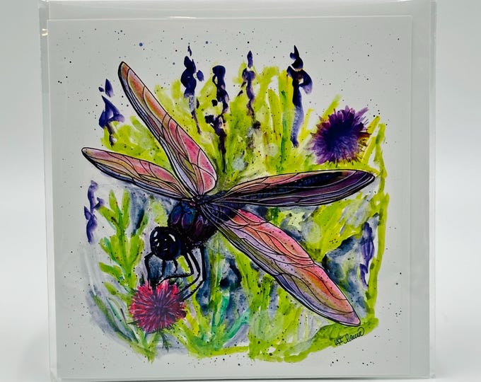 Dragonfly Watercolor Greeting Card