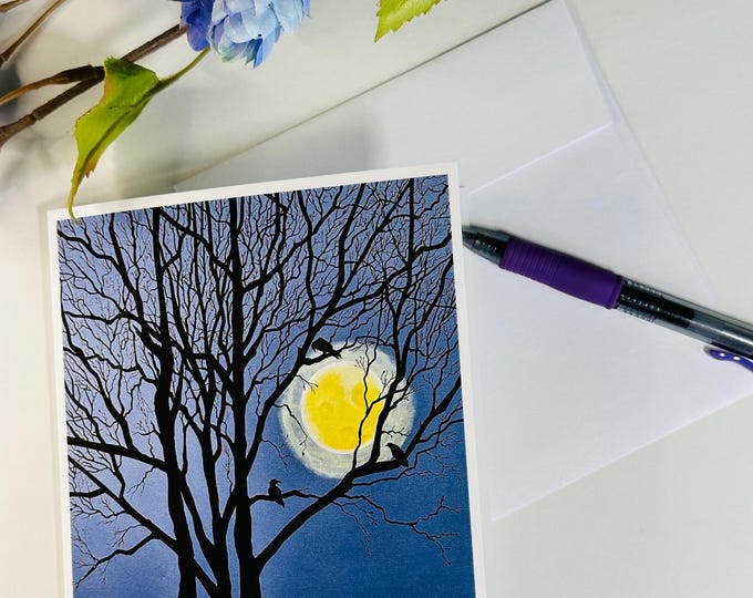 Moonlit Branches Spooky Greeting Card