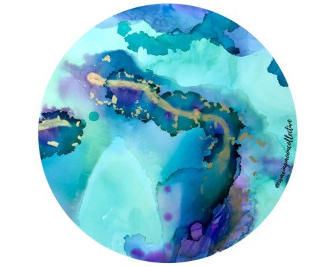 Abstract Alcohol Ink Art Vinyl Sticker - 3” Weatherproof Decal