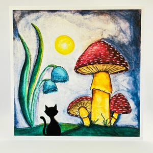 Carte de voeux Art magique chat noir