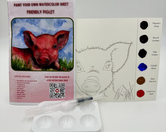 Piglet Watercolor Painting Kit: DIY Art for Beginners