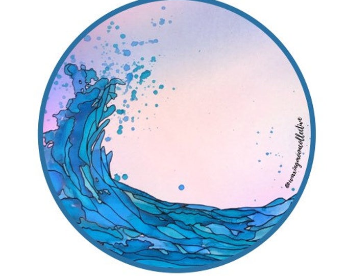 Ocean Wave Vinyl Sticker: Original Alcohol Ink Art (3”)