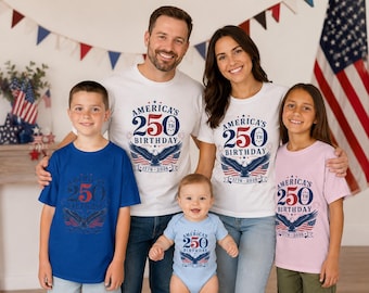 America's 250th Birthday T-Shirt - Patriotic 1776-2026 Celebration Tee for Whole Family