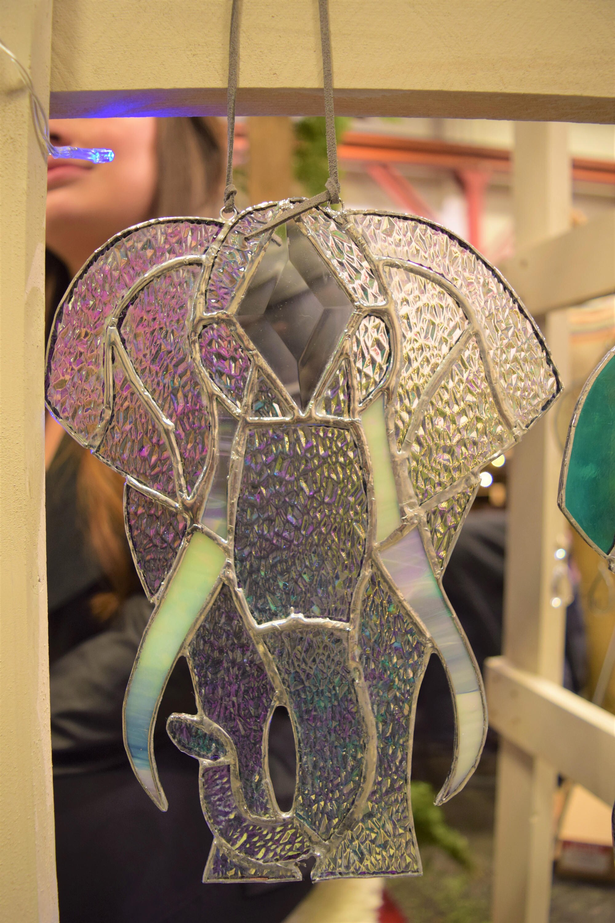 Iridescent Stained Glass Elephant Suncatcher Etsy