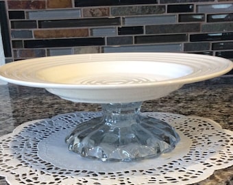 Serving Plate on Pedestal / Repurposed /