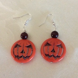 Pumpkin Earrings,  Halloween Pumpkin Earrings, Jack-o-Lantern Pumpkin Earrings
