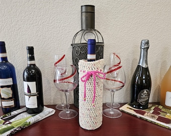 Wine Bottle Gift Bag, Crochet Wine Bottle Gift Bag