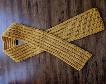 Warm Winter Scarf: Handmade Ribbed Crochet, Approx. 60" L x 5" W