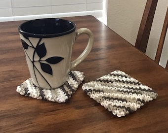 Crochet Mug Rugs. Set of 2 Double Thickness Mug Rugs (Coasters) over 20 colors to choose from. .