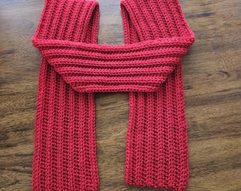 Warm Winter Scarf: Handmade Ribbed Crochet, Approx. 60" L x 5" W