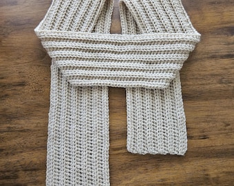 Warm Winter Scarf: Handmade Ribbed Crochet, Approx. 60" L x 5" W
