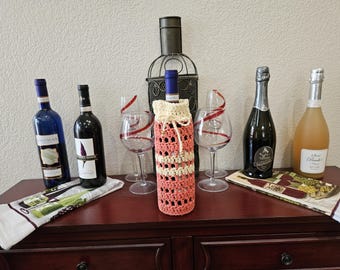 Wine Bottle Gift Bag, Crochet Wine Bottle Gift Bag