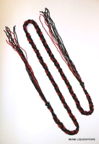 Elegant Beaded Belt in Red and Black 63inches long boho statement Vibrant Red Beaded Leather Waist Belt | Colorful Sunburst  main image 4