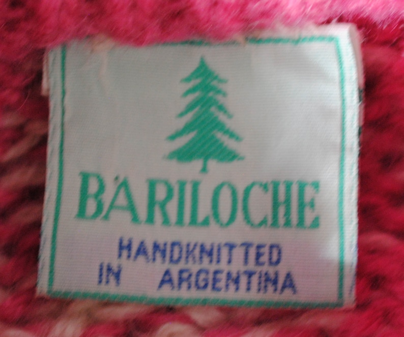 Hand knit pink mohair and wool sweater from Argentina by Bariloche handknit mohair sweater size M mohair sweater pink and white sweater