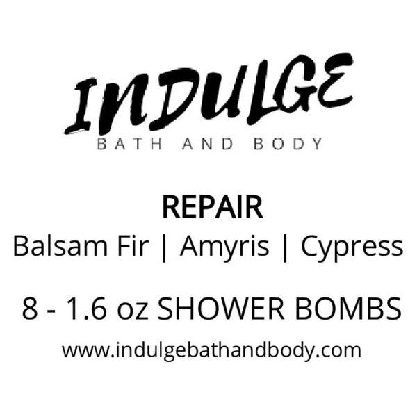 Repair - Essentials Collection - Amyris Balsam Fir Cypress Essential Oil Shower Steamer 8 pack by Indulge Bath and Body