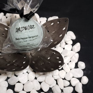 Black Pepper Bergamot Type Bath Bombs - set of 4 (four) of our 3+ oz Luxury Bath Bomb Fizzies by Indulge Bath and Body