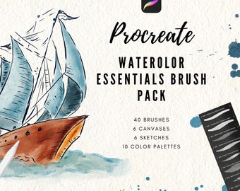 Realistische Aquarellpinsel für Procreate: Canvas & Palette Kit (Digitaler Download)