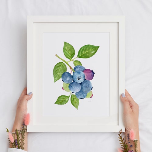 Blueberry Wall Art Blueberries Print Plant Photography Etsy