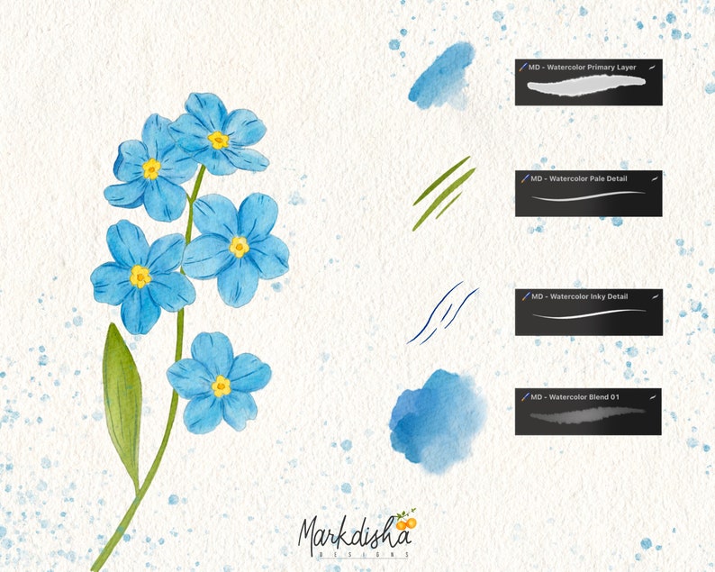 Procreate Watercolor Essentials Brush Pack Realistic Watercolor Brushes ...