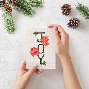Arte imprimible de alegría navideña / Tarjeta de felicitación imprimible / Alegría navideña floral / Imprimible de vacaciones / Tarjetas de flor de pascua / Descarga digital